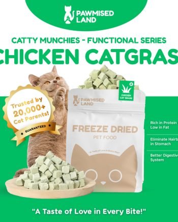 PawmisedLand Catty Munchies - Chicken Catgrass - Freeze Dried 125g