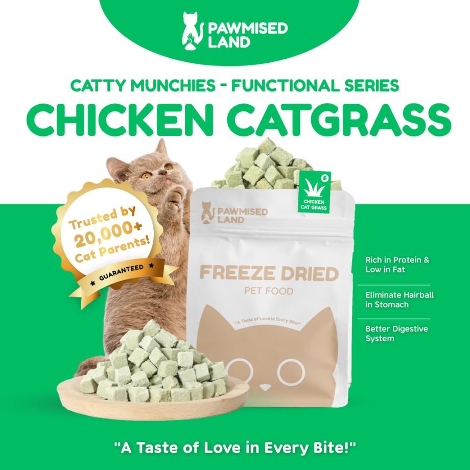 PawmisedLand Catty Munchies - Chicken Catgrass - Freeze Dried 125g