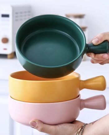 Random Ceramic Bowl With Handle Pet Bowl