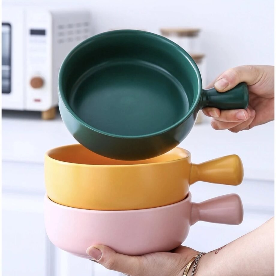 Random Ceramic Bowl With Handle Pet Bowl